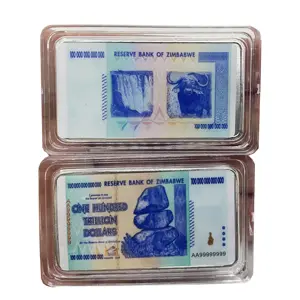 100 buah Zimbabwe berlapis emas 100 triliun dolar perak peringatan populer Zimbabwe ingots koleksi koin suvenir