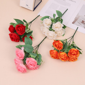 Roses romaines rétro, fleurs artificielles en soie simulée pour la décoration murale de fond de mariage, décoration florale pour le salon - Product Image 2
