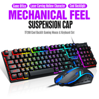 Clavier et souris filaires rétroéclairés colorés arc-en-ciel avec lumière LED RVB clavier de jeu mécanique combos souris
