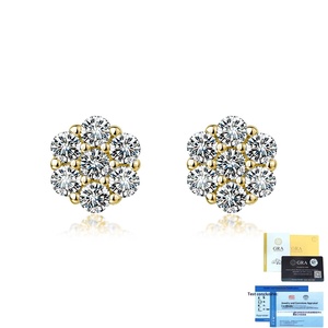Pendientes de Plata S925 con Moissanita VVS Color D, Diseño de Racimo de Flores, Baño de Rodio, Lujo Ligero, Antialérgicos, Brillantes, de Fábrica - Product Image 4