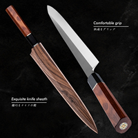 Grandsharp 10.4 ''Couteau Sashimi Yanagiba Couteaux japonais Sushi Saumon Yanagiba avec corne de buffle noire et manche en bois de fer du désert