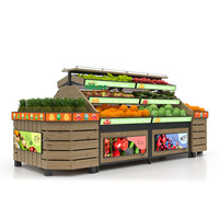 Présentoir de vente au détail en bois et acier en bois Euro Table Produire Display pour fruits et légumes