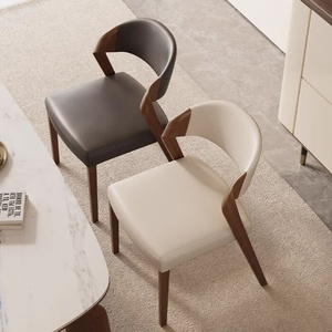 Chaises de réception confortables en bois massif de noyer et cuir PU, chaises de <span class=keywords><strong>salle</strong></span> à <span class=keywords><strong>manger</strong></span> avec pieds en bois - Product Image 6