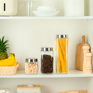 Ưa Thích Nhà Bếp Tổ Chức Thực Phẩm Lớn Rõ Ràng Thủy Tinh Lưu Trữ Lọ Container Set Với Thép Không Gỉ Có Nắp Đậy - Product Image 5