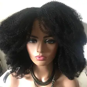 2019 Afro Kinky Krullend Volledige Cap Machine Gemaakt Pruik Voor Zwarte Vrouw, Geen Lace Pruik