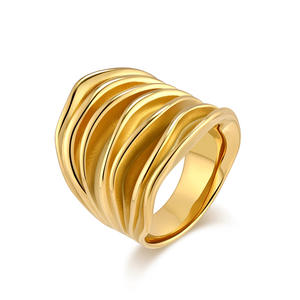European American Style 3D Woven Pleated <b>Ring</b> Gold Plated Titanium Steel Women Fashion Jewelry Gift - Product Image 5