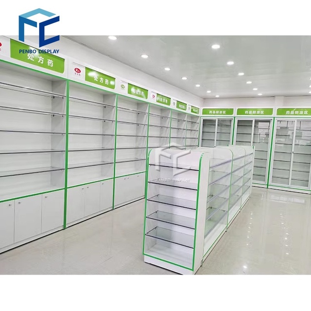 Pharmacy Shop Cash Counter Design Display Showcase Furniture for Retail Store Fixture