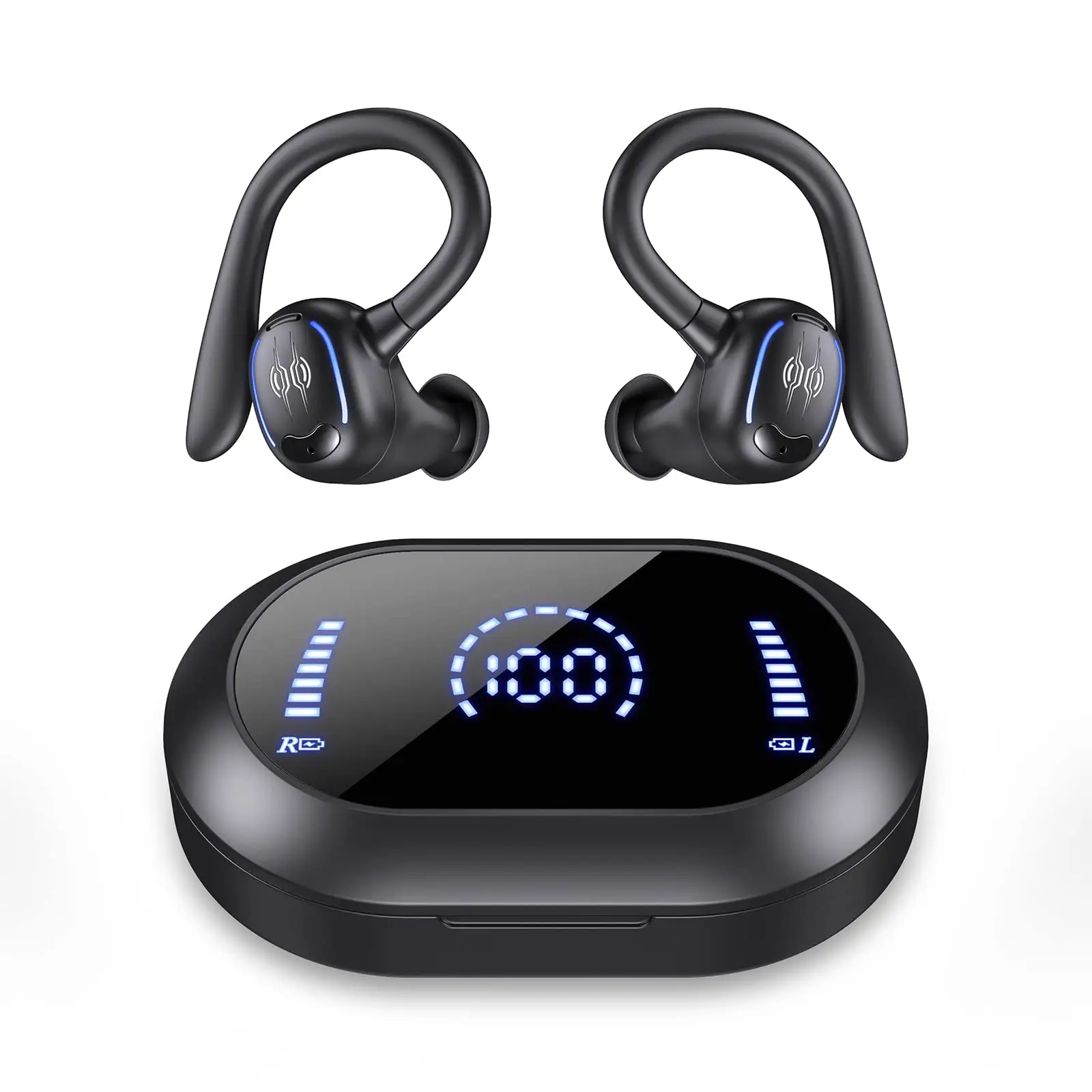 Digital Led Display Earphones Earhook Sports Headphones Ipx7 Waterproof Headsets Deep Bass Wireless Earbuds Headphones