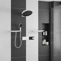 Robinet de salle de bain intelligent 2026 avec thermostat numérique et étagère, température constante, pommeau de douche circulaire blanc, système de douche