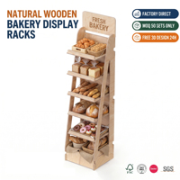 Étagères de présentation en bois personnalisées pour boulangerie - Présentoir en bois à montage facile en kit pour pain artisanal, pâtisseries et vente au détail en supermarché