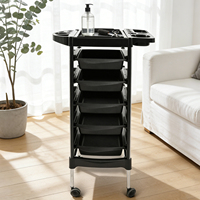 Chariot de Salon pour Coiffeur Fabricant d'Équipement d'Origine, Chariot de Rangement Noir en PP pour Barbier en Gros