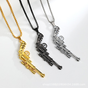 Collier avec pendentif en alliage en forme de pistolet classique personnalisé - Product Image 5
