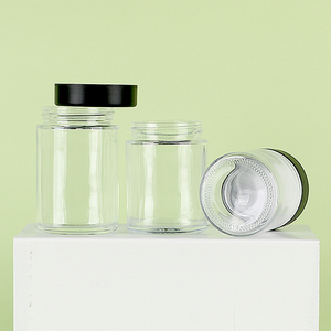 Bocaux en verre transparent avec couvercles en plastique noir, lot de 5, différentes tailles, pour le stockage, emballage en verre sodocalcique - Product Image 6