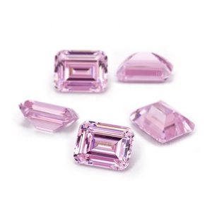 Gemas Sintéticas <span class=keywords><strong>de</strong></span> Circonita Cúbica Simulada, Grado 5A, Corte Esmeralda Octogonal, Color <span class=keywords><strong>Rosa</strong></span> Claro - Product Image 6
