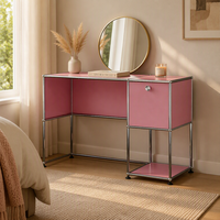 Escritorio Modular de Acero Inoxidable con Gran Capacidad de Almacenamiento, Gabinete Metálico, Escritorio para Estudio, Escritorio para Computadora, Muebles para Dormitorio y Oficina en Casa
