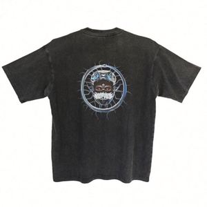 Design Cotton Custom DTG logo Tee Acid Washed Spray White T <b>Shirt</b> Print T-<b>shirt</b> - Product Image 2
