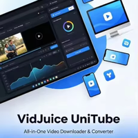 VidJuice UniTube 프로페셔널 1 PC 라이선스 지원 8K 비디오 다운로더 & MP3 컨버터 12개월 구독 빠른 배송