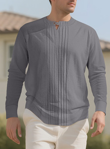 <span class=keywords><strong>Camicia</strong></span> da <span class=keywords><strong>Uomo</strong></span> Europea e Americana di Alta Qualità, Collezione Primavera-Autunno, Elegante e Sportiva, in Lino Traspirante Tinta Unita - Product Image 2
