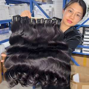 Extension di Capelli Umani Vergini Indiani Grezzi 8-30 Pollici, Fasci Ondulati con Ricci Pixie, Tessitura <span class=keywords><strong>Sexy</strong></span> in Colore Naturale per Donne Nere - Product Image 1