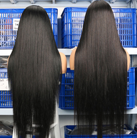 Parrucche Lunghe Senza Colla 13x6 Full Lace con Linea Capillare a C, in Capelli Umani Vergini Indiani con Cuticole Allineate, per Donne Nere