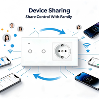 Interruptor Inteligente Tipo 157 Eu Tuya Zigbee 3.0, Enchufe de Corriente Normal, Panel de Vidrio Templado, 220V 16A, Control Remoto por Voz y Aplicación, Temporizador