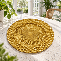 Assiette de présentation moderne de 13 pouces en plastique durable, revêtement poudré, style européen, vert, texturée, élégante, décorative, pour mariage
