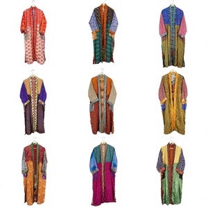 Robe kimono 100% soie faite à la main, séchage rapide, taille unique avec ceinture, matière douce et lisse pour l'été, l'automne et le printemps - Product Image 1
