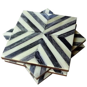 Posavasos con incrustaciones de hueso para taza de café y agua, posavasos con incrustaciones de hueso de vidrio para uso en la Oficina y la cocina - Product Image 6