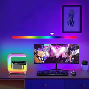 Haut-parleur multifonctionnel Bluetooth avec veilleuse LED, réveil, chargeur sans fil pour téléphone portable 15W, subwoofer coloré, lumière RGB pour la maison - Product Image 3