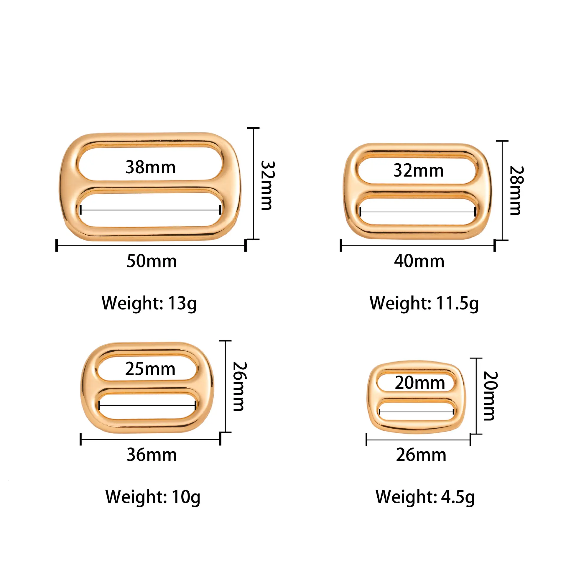 골드 가방 피팅 액세서리 고품질 3/4 인치 조절 금속 버클 핀 20mm 골드 스냅 후크 D 링 걸쇠 핸드백