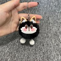 Porte-clés en peluche pompon avec oreilles de chat porte-bonheur, créatif et mignon, pour la décoration de sac à dos, breloques pour sac, cadeaux