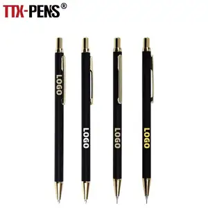 TTX Black Gold Clip Slim Aluminum Gum Pen With Logo Ballpoint Pen Type And No Novelty Japan Stationery