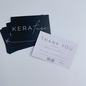 Tarjetas de Agradecimiento en Blanco y Negro con Código QR - Tarjetas de Felicitación Minimalistas Personalizadas para Seguidores de Comercio Electrónico - Product Image 5