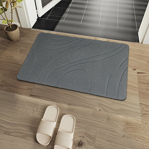 Alfombra de baño de tierra diatomeas, rectangular, con diseño de ondas, absorbente, antideslizante, para baño, inodoro, diseño minimalista - Product Image 4