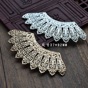 Couronne de fleurs creuses en cuivre 37x92mm plaqué or et argent, accessoire de mariage DIY - Product Image 1