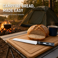 Couteau à pain d'extérieur dentelé en acier inoxydable, couteau de camping, de pique-nique et de dîner, manche coloré, outil de cuisine portable