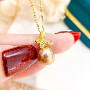 จี้สร้อยคอเงินแท้ S925 สำหรับผู้หญิง พร้อมลูกปัดมุกทรงกลมขนาด 8-12 มม. แบบเปล่า รูปทรงผีเสื้อ แฟชั่น 30590 - Product Image 2