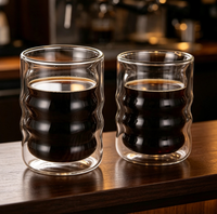 Tasse à café en verre à double paroi en spirale, en borosilicate haute résistance, avec logo personnalisé, vente en gros