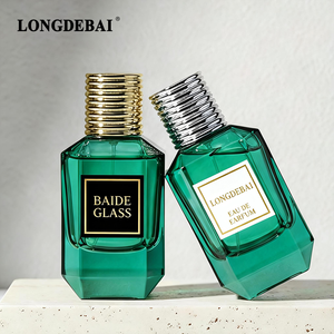 Manufacturer Irregular Green <b>Empty</b> 30ml 50ml 100ml Sprayer Crimp Glass Perfume <b>Bottles</b> with Golden Plastic Lid - Product Image 3