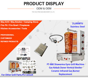 Barbecue vertical <span class=keywords><strong>Pro</strong></span>-Tech PT-880 de luxe en acier inoxydable avec grille en céramique alvéolée infrarouge pour charbon de bois, idéal pour les kebabs et doners - Product Image 5