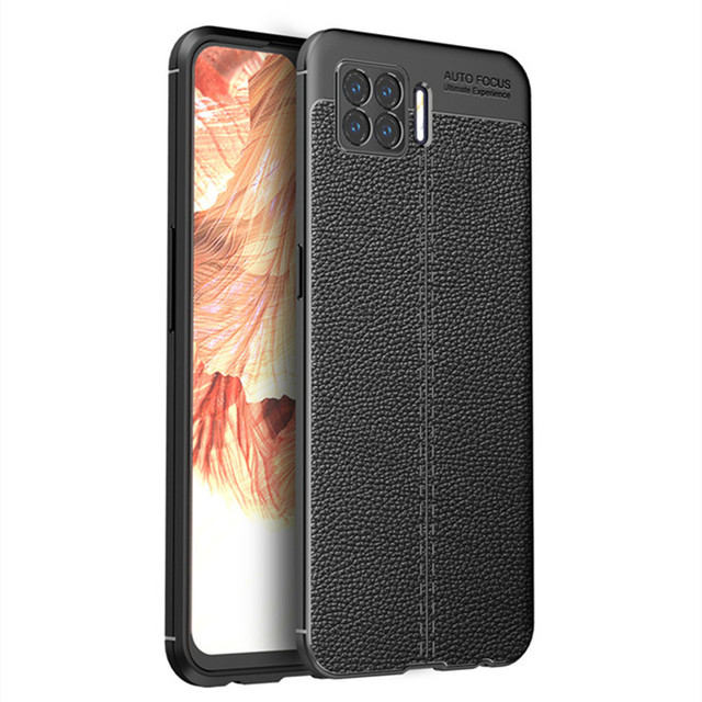 Newest Soft TPU Non Slip Leather Texture Back Cover Shockproof Phone Case for OPPO F17