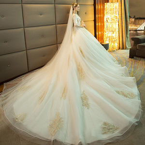 Princess Style Wedding Dress Ball Gown Empire Waist Sweetheart Neckline Long Train Champagne Color Vintage Fashion - Product Image 2