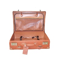 HIBO unisexe Vintage bagage valise marron en cuir véritable cadre en carton Spinner roulette bois métal Construction serrure voyage