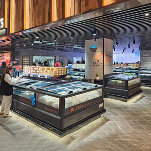 <span class=keywords><strong>Congélateur</strong></span> d'îlot de supermarché de 2,1 m avec refroidissement direct, dégivrage automatique, couvercle coulissant en verre, vitrine réfrigérée combinée - Product Image 4