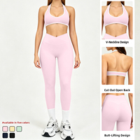Ensemble de sport pour femme, couleur contrastée, dos nu, haute qualité, pour gym, fitness, pilates et yoga, avec soutien et séchage rapide