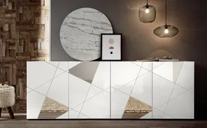 Meuble d'appoint <span class=keywords><strong>Buffet</strong></span> simple peint en blanc avec rangement <span class=keywords><strong>Buffet</strong></span> moderne avec verre pour salon salle à manger - Product Image 6