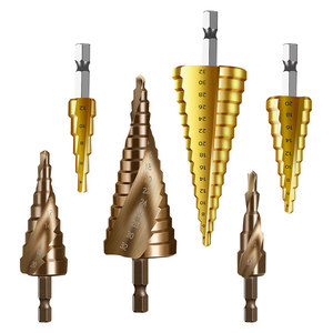 Twist <b>Drill</b> Bit Hexagonal Shank Gold Finish Titanium Coated <b>Step</b> <b>Drill</b> Metal Drilling Set - Product Image 5