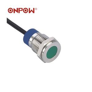 ประเภทใหม่! โคมไฟโลหะ (CE, RoHS) ONPOW หัวแบน12มิลลิเมตรโคมไฟสัญญาณที่มีตัวบ่งชี้โลหะตะกั่วลวด - Product Image 3