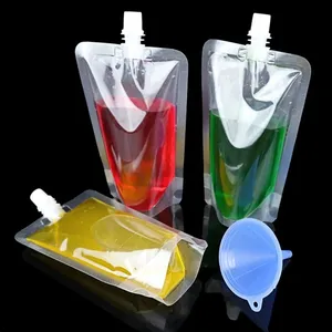 wholesale clear plastic laminated mylar liquid packaging Stand Up drinking Spout Pouches