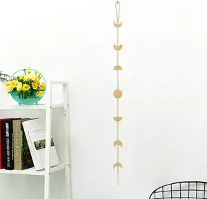 Moon Phase Wall Hanging Moon Decor Wall Decorations with Metal Chains for Office Nursery Bedroom Window Decorative Wall Art